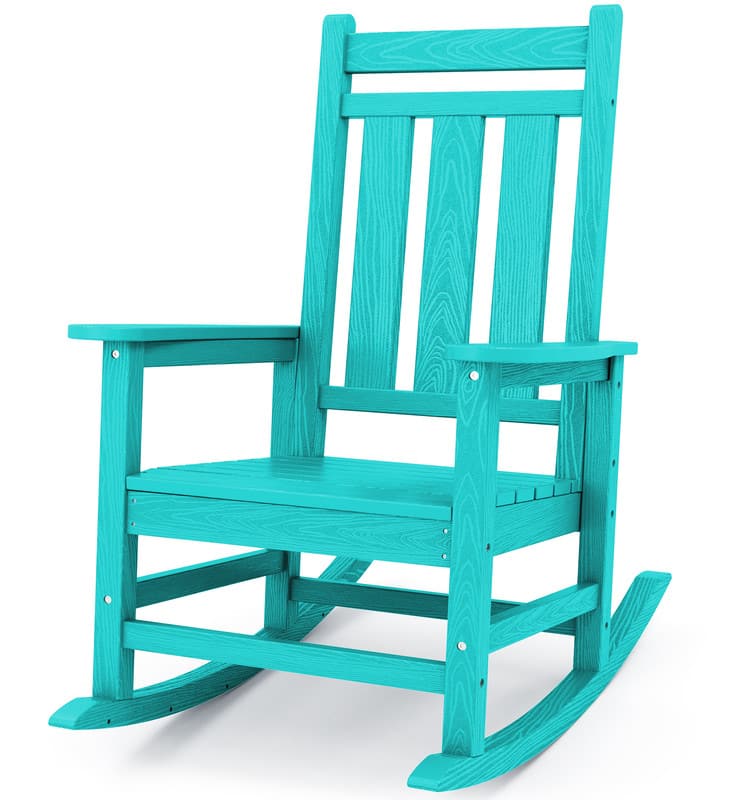 SERWALL - Oversized Outdoor Rocking Chair, HDPE All-Weather Patio Rocking Chairs for Porch - Aruba