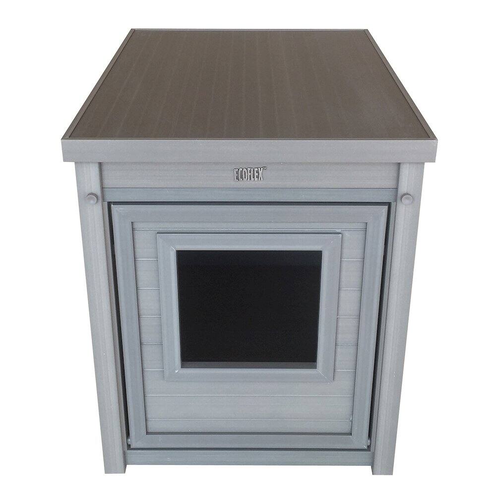 Angle. New Age Pet - ECOFLEX Litter Box Cover End Table - Grey - Grey.