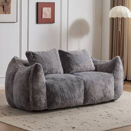Boyel Living - Oversized 2-Person Foam-Filled Bean Bag Sofa with Pillows - Gray