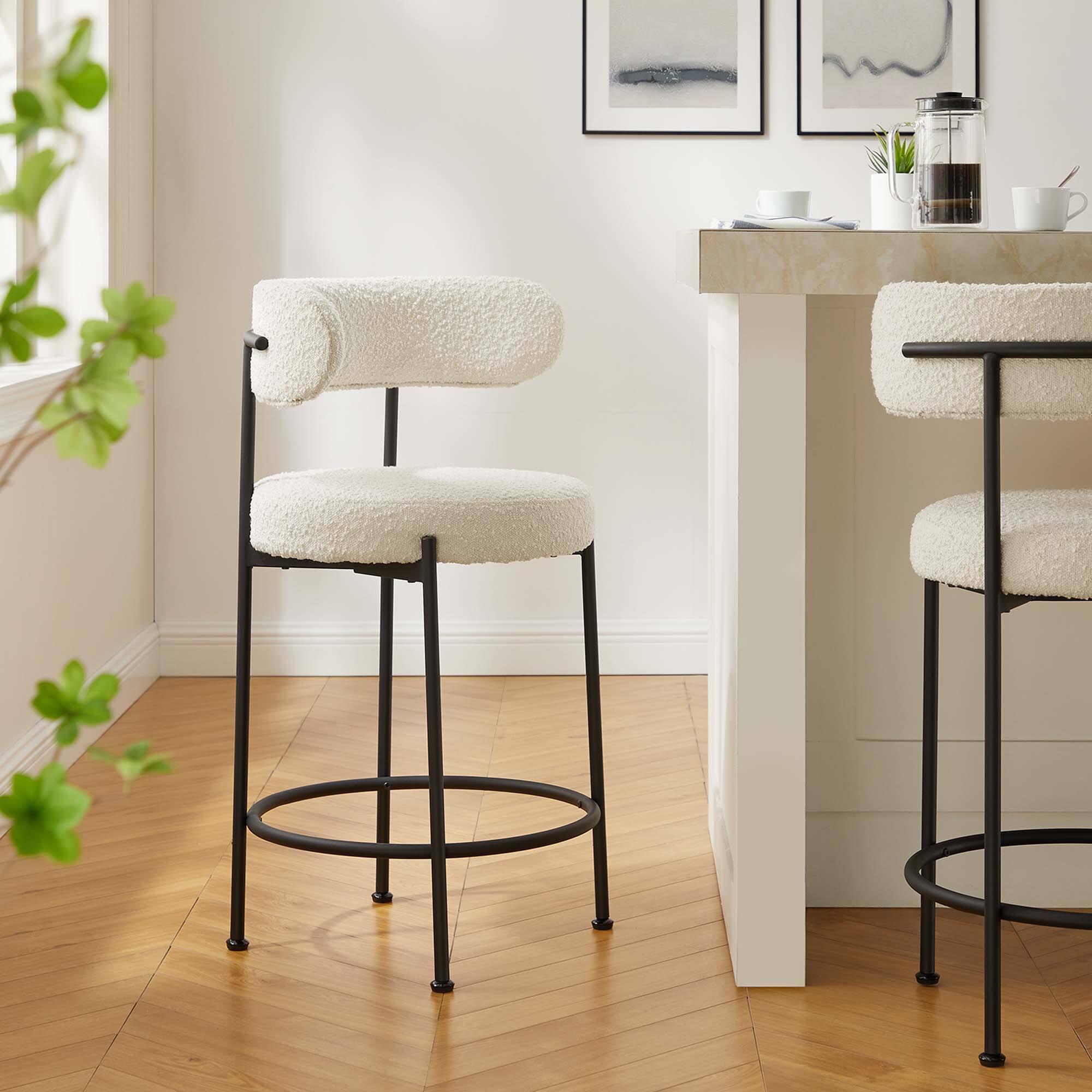 Alt View 6. Modway - Albie Boucle Fabric Counter Stools Set of 2 by Modway - 0.