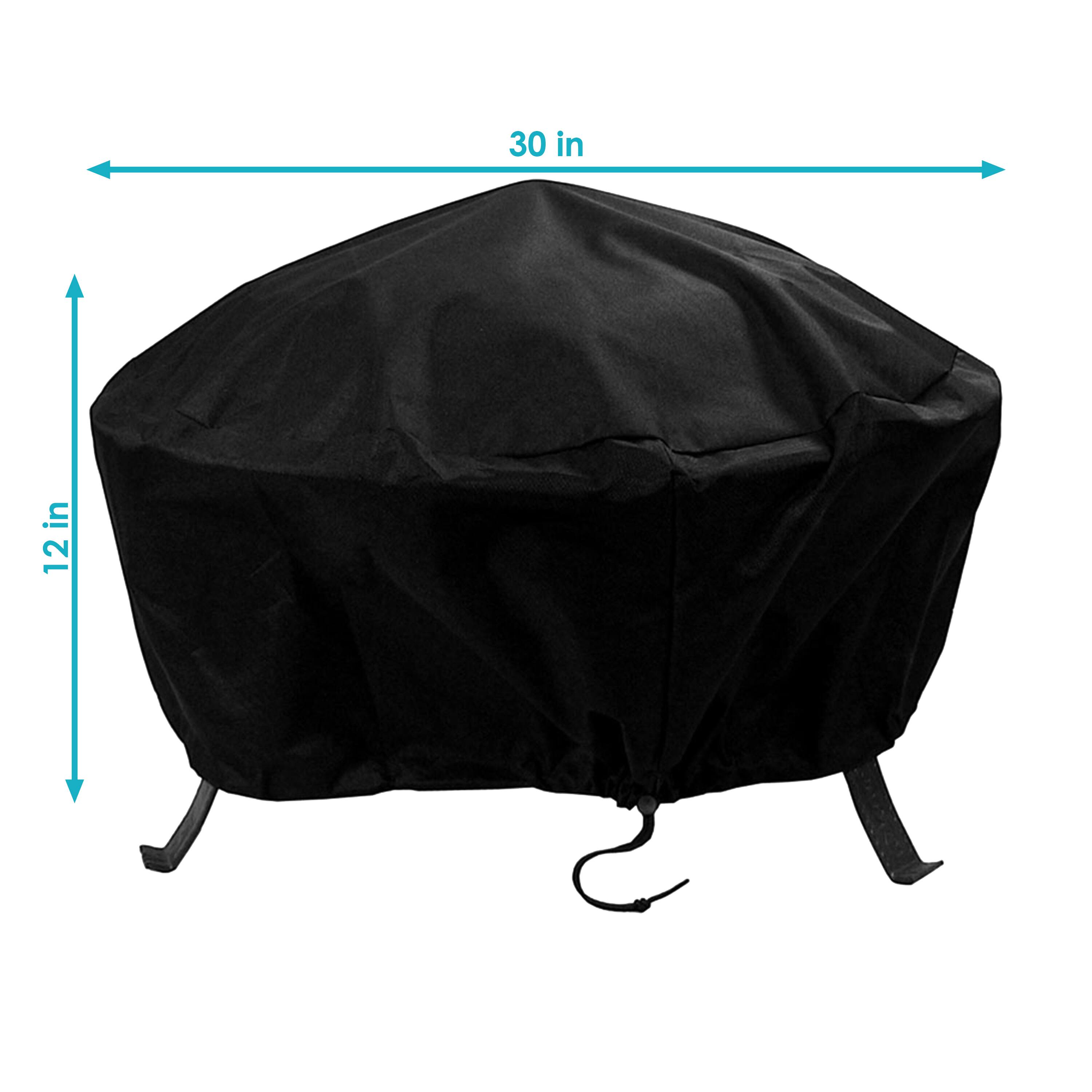 Alt View 4. Sunnydaze - 30 in Weather-Resistant PVC Round Fire Pit Cover - Black.