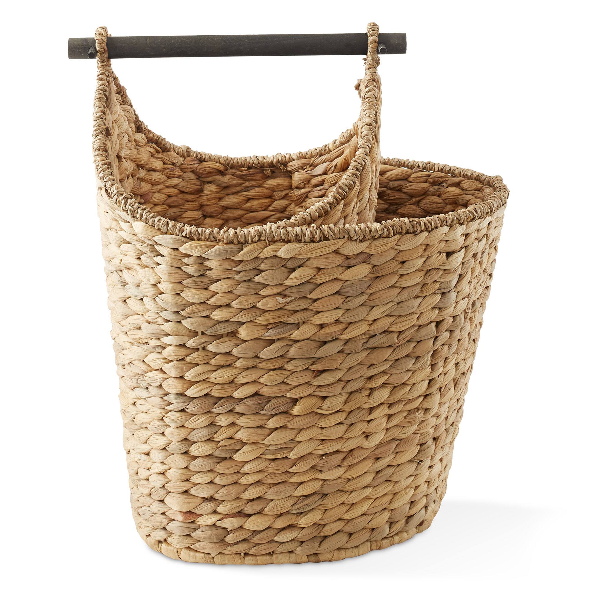 Alt View 5. Casafield - Toilet Paper Roll Holder Magazine Storage Basket - Wicker Bathroom Tissue Bin - Natural.