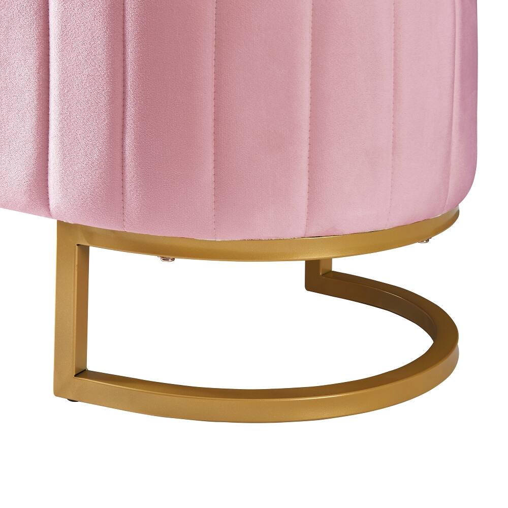 Alt View 6. Ropilly - Ropilly Pink Velvet Storage Ottoman Bench, Button Tufted End of Bed Bench with Metal Legs for Bedroom and Living Room - Pink.