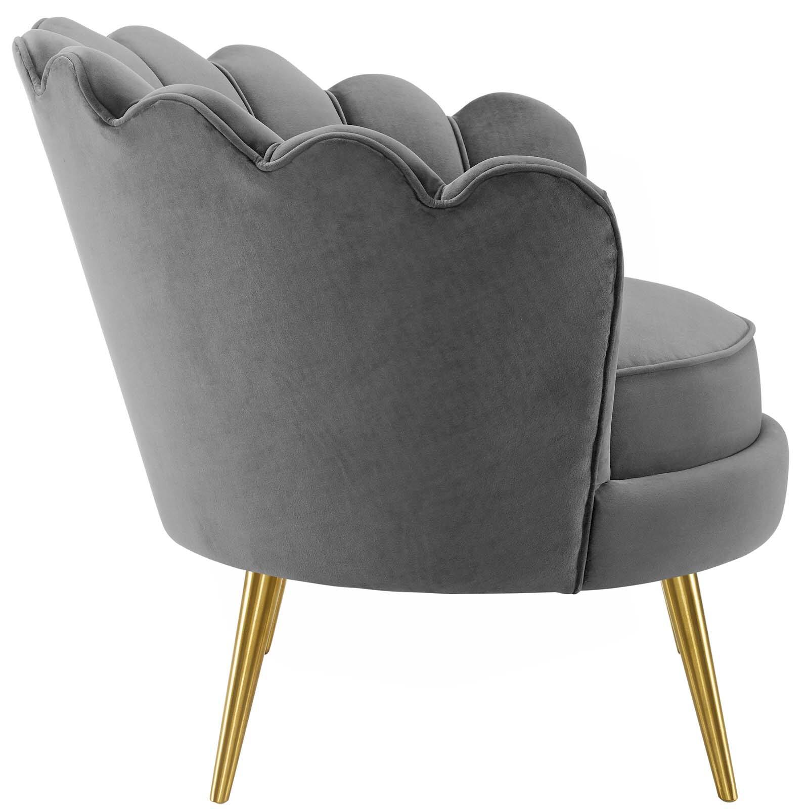 Back. Modway - Admire Scalloped Edge Performance Velvet Accent Armchair by Modway - Gray.