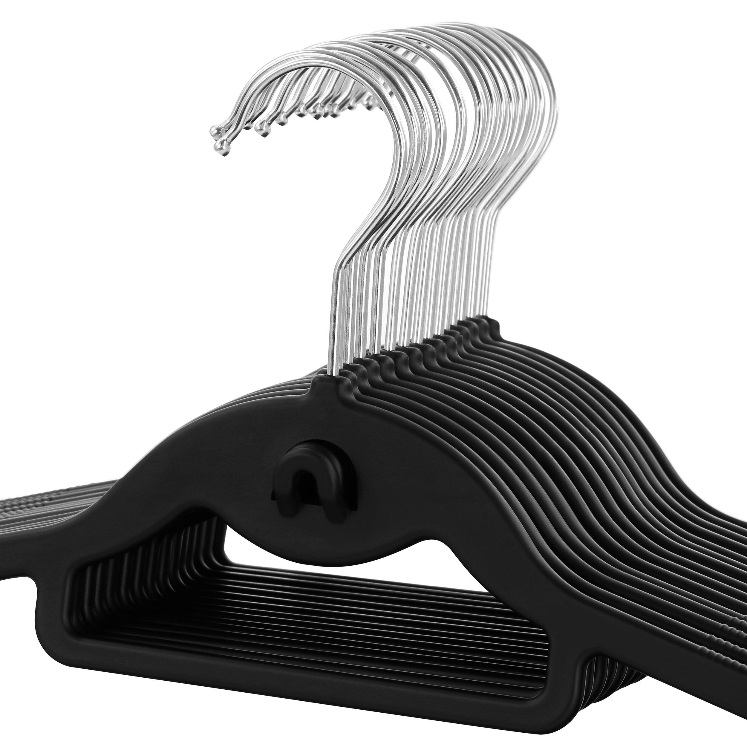 Alt View 3. Elama - Elama Home 30 Piece Rubber Non Slip Hanger with Hanging Tab in Black - Black.