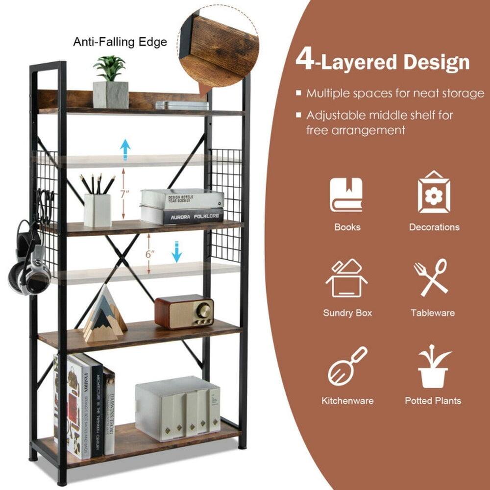 Anti-Falling Edge  
4-Layered Design  
Multiple spaces for neat storage  
Adjustable middle shelf for free arrangement  

7" ES HOTELS E nIR AURORA FOLKLORE Books Decorations 6 Sundry Box Tableware EROR FON ARCHRECUAL DARWINSTEOKI Kitchenware Potted Plants