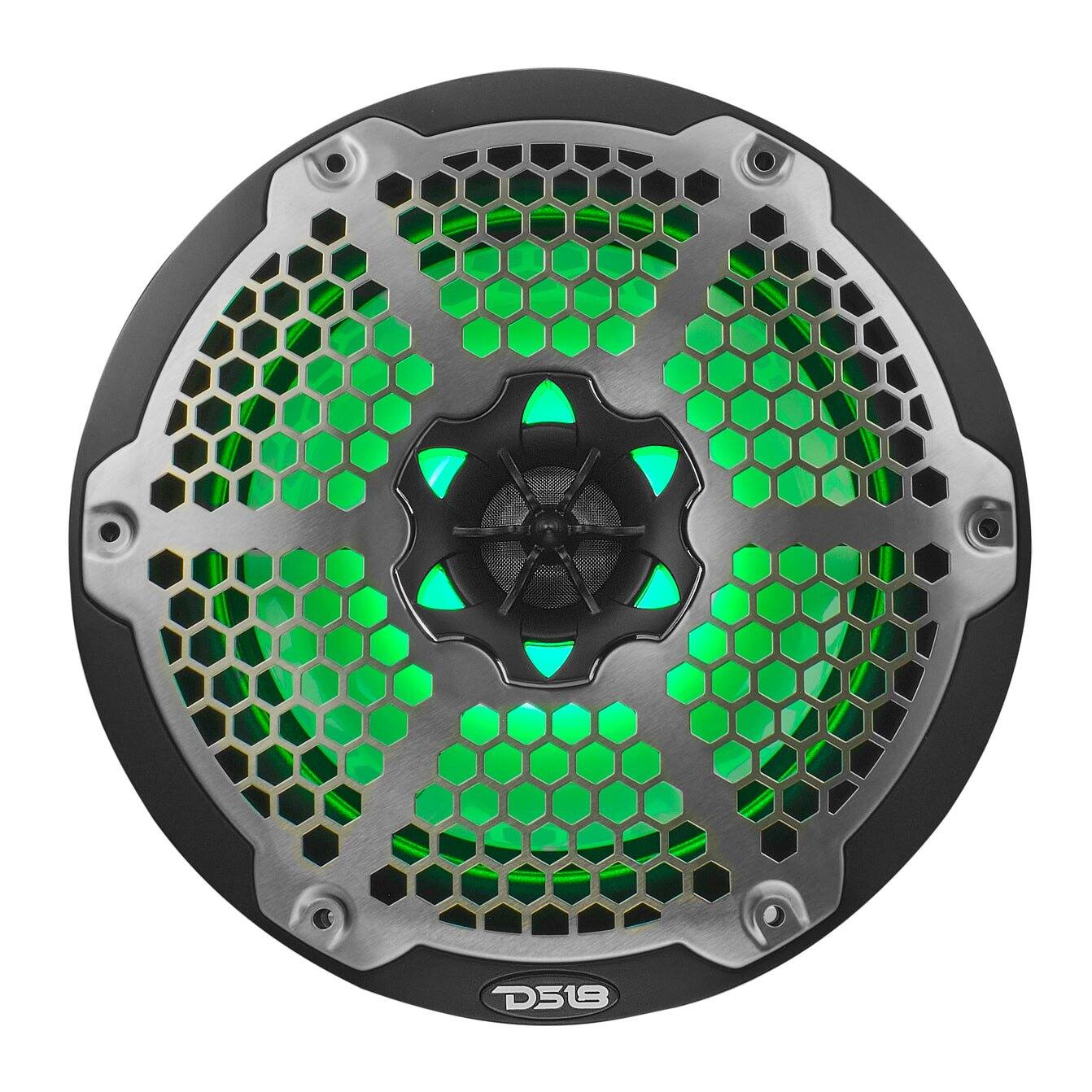 Alt View 1. DS18 Audio - NXL 8" 2-way Coaxial Speaker with RGB LED Lights, Built-in Driver and Grille (Pair), 125W RMS 4-Ohm - Black.