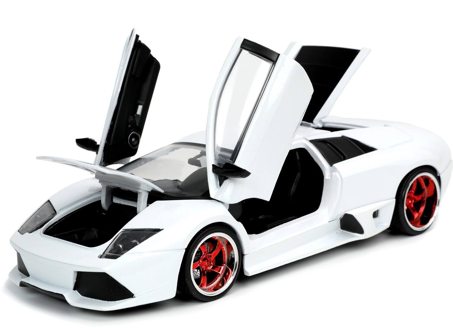 Alt View 4. Jada - Lamborghini Murcielago LP640 White "Hyper-Spec" 1/24 Diecast Model Car by Jada - Multicolor.