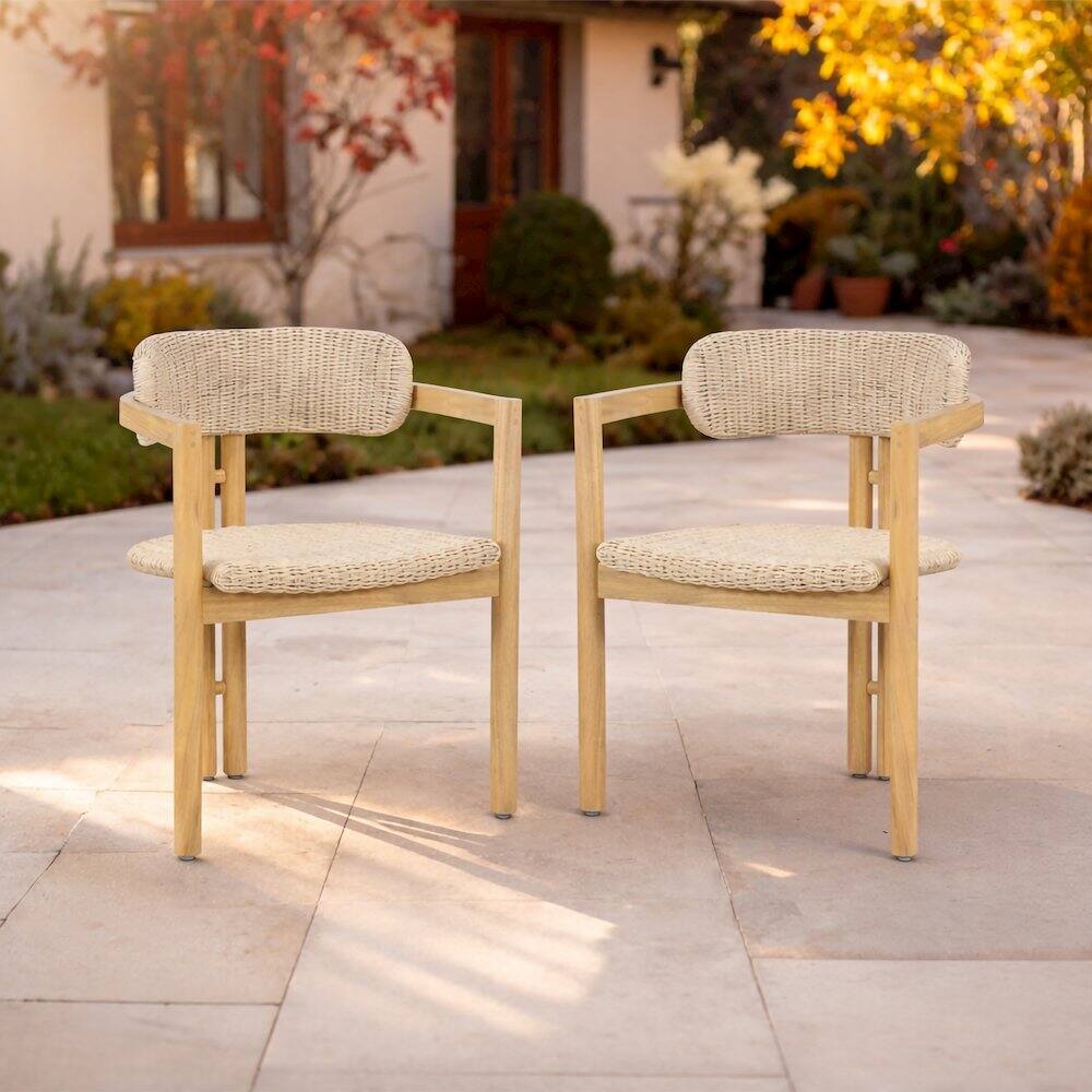 Angle. New Classic Furniture - Sedona Wood Patio Dining Chair in Natural (Set of 2) - Brown.