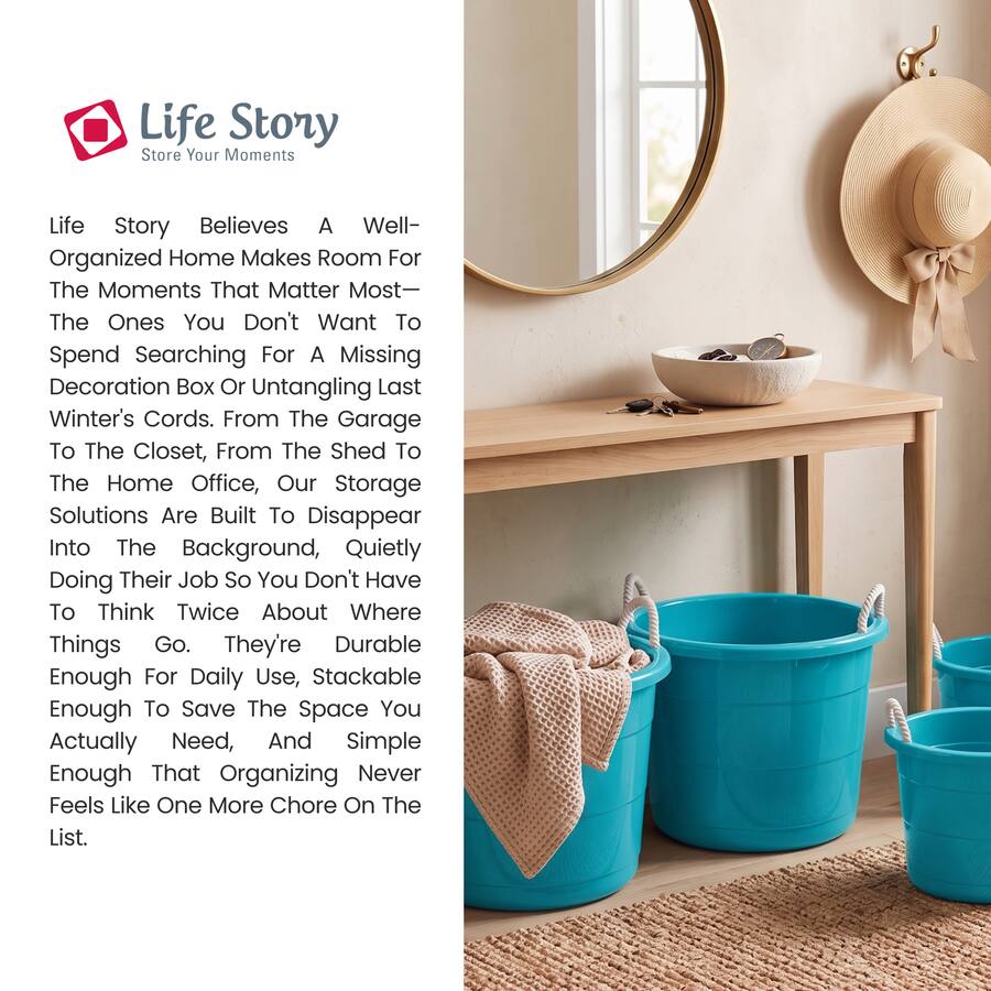 Untangling Ropes Life Story 17 Gallon Round Open Storage Bucket with Rope Handles, 8 ...