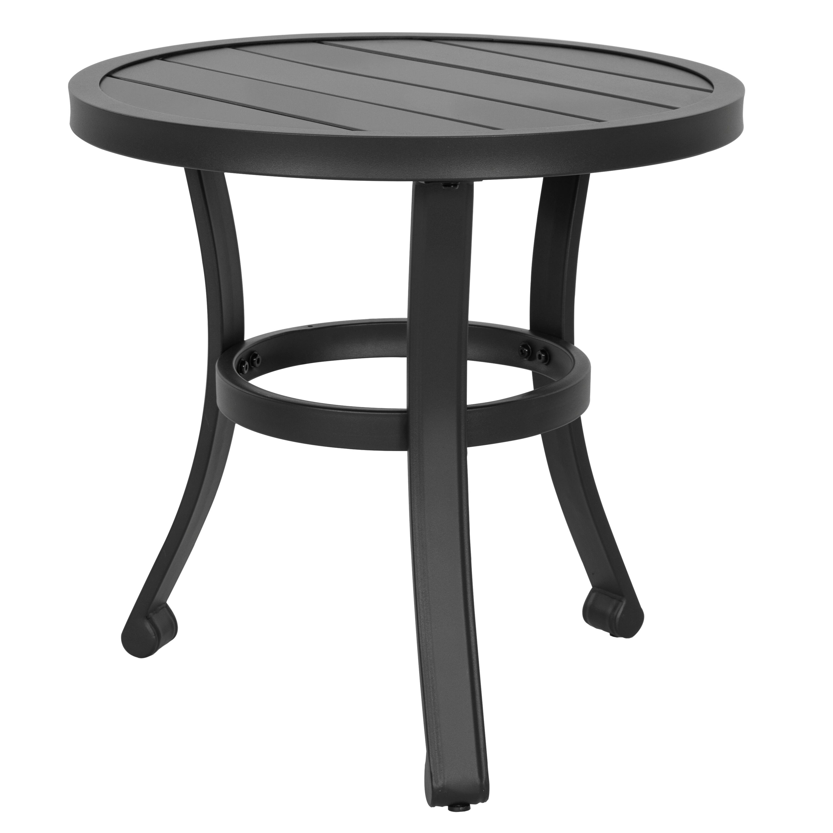 Alt View 6. Nuu Garden - Outdoor Metal Side Table, 20" Weather-Resistant Patio Round End Table - Black.