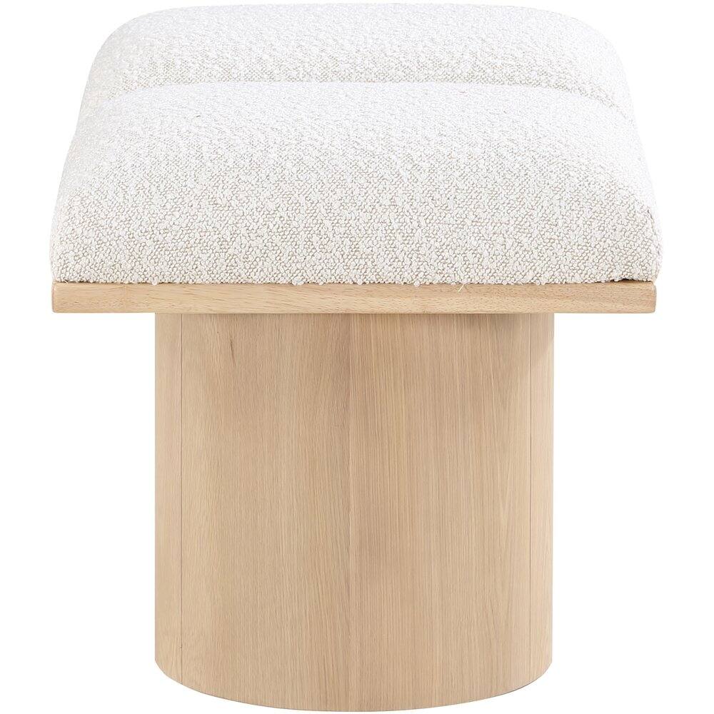 Alt View 2. Meridian Furniture - Pavilion Cream Boucle Fabric Bench - Beige.