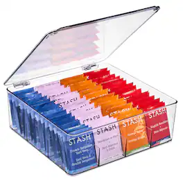 Sorbus - Tea Bag Organizer, Stackable Tea Bag Storage Organizer with 12 Compartments and Hinged Lid, Tea Bag Holder - Clear