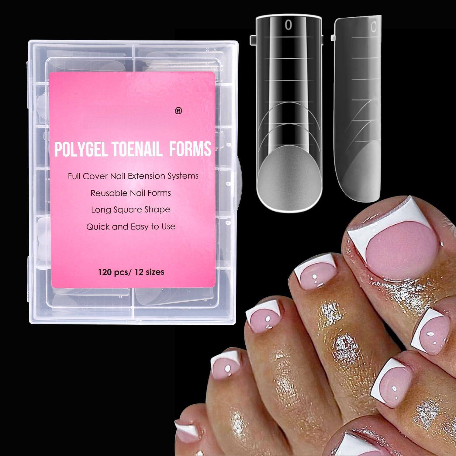 Stylel Star Straight Flat Polygel Forms Kit Toes Reusable Toenails Dual ...
