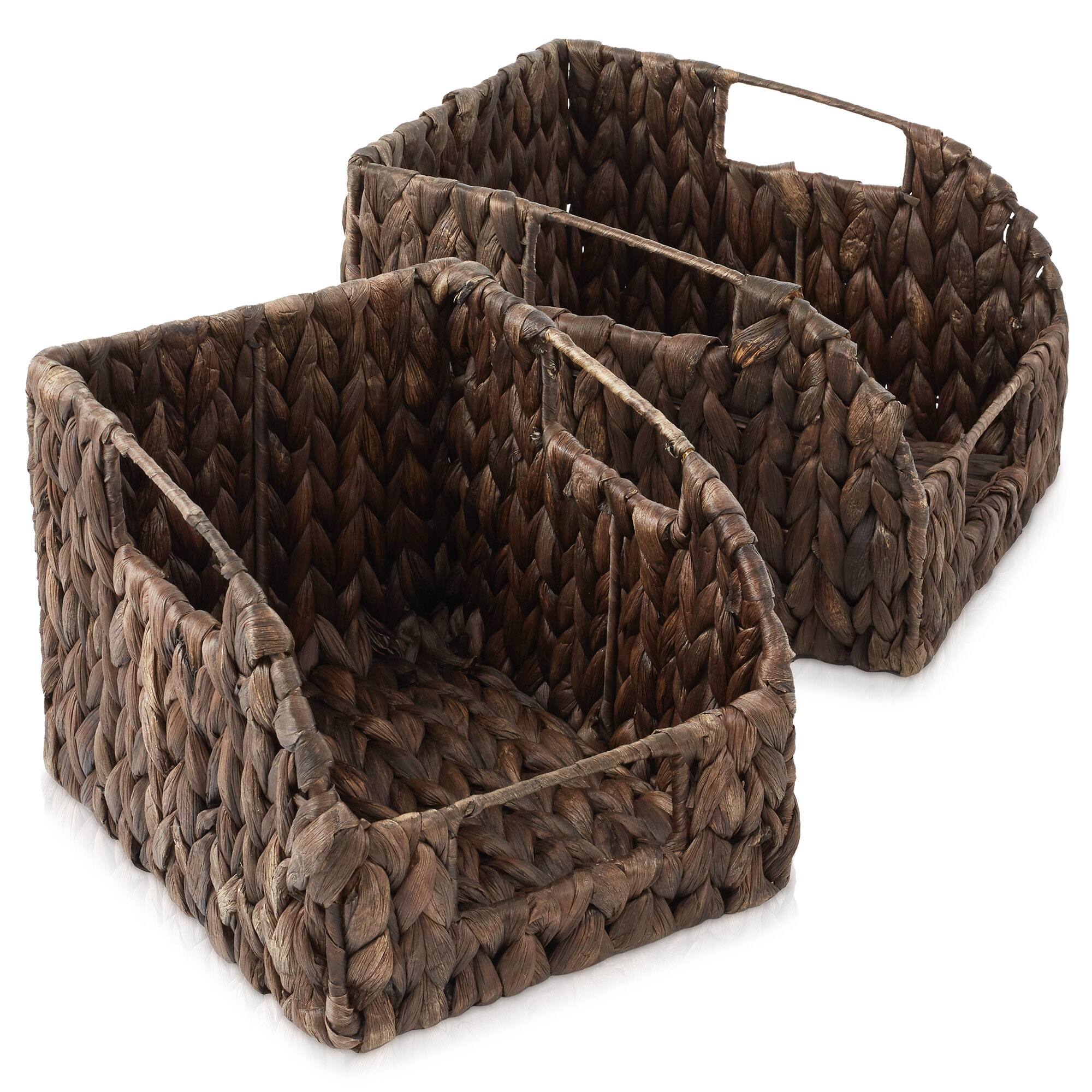 Alt View 2. Casafield - 2pk Water Hyacinth Kitchen Pantry Basket Bins with Handles - Espresso - Hyacinth.