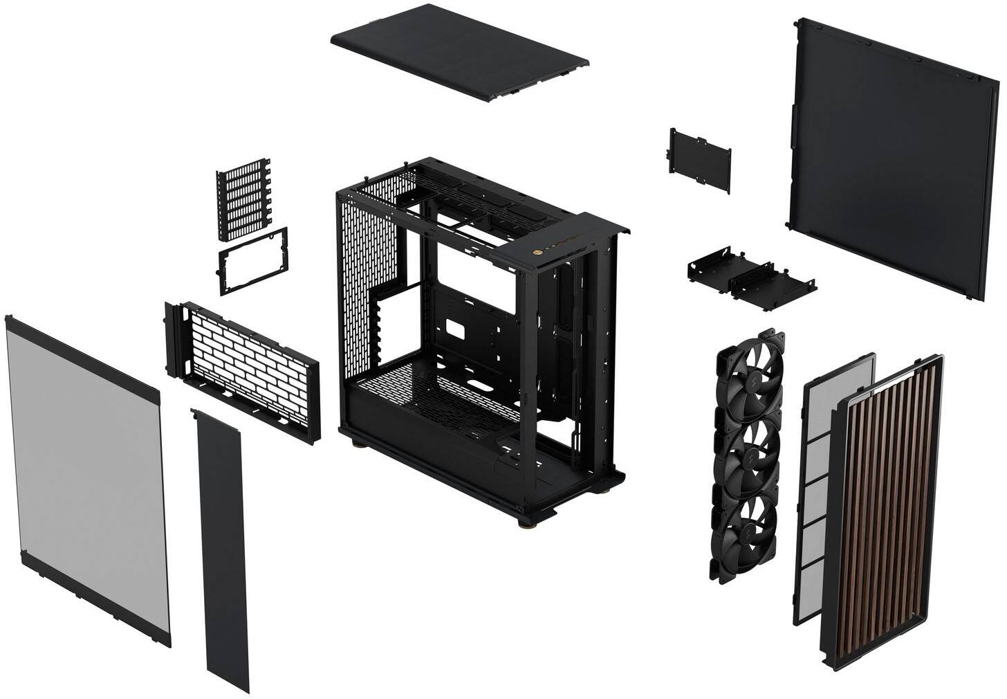 Alt View 25. Fractal Design - North XL Charcoal Black Chassis with Walnut Front and Dark Tinted G Side Panel Mid-Tower PC Case - Black.