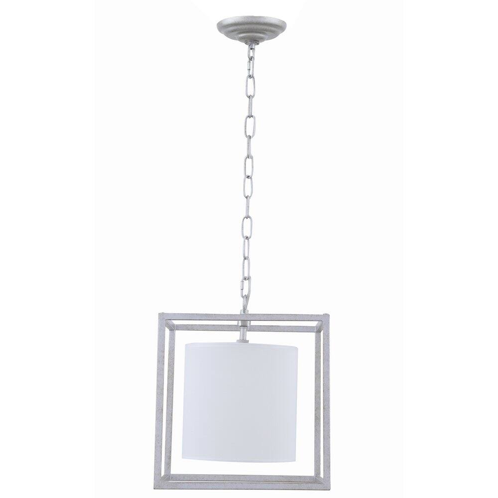 Alt View 6. Living District - Mirin 1 Light Vintage Silver And White Shade Pendant - Vintage Silver And White Shade.