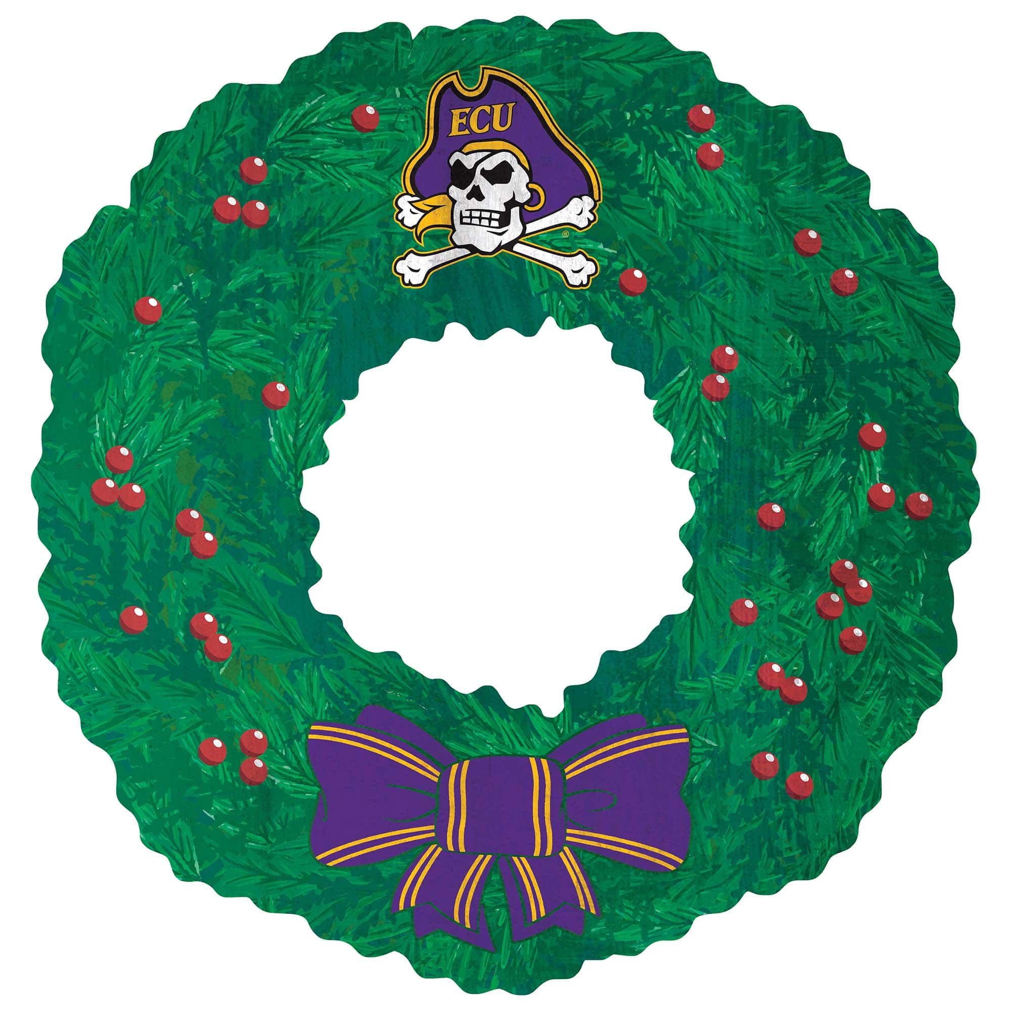 Front. Fan Creations - ECU Pirates 16'' Team Wreath Sign - Green.