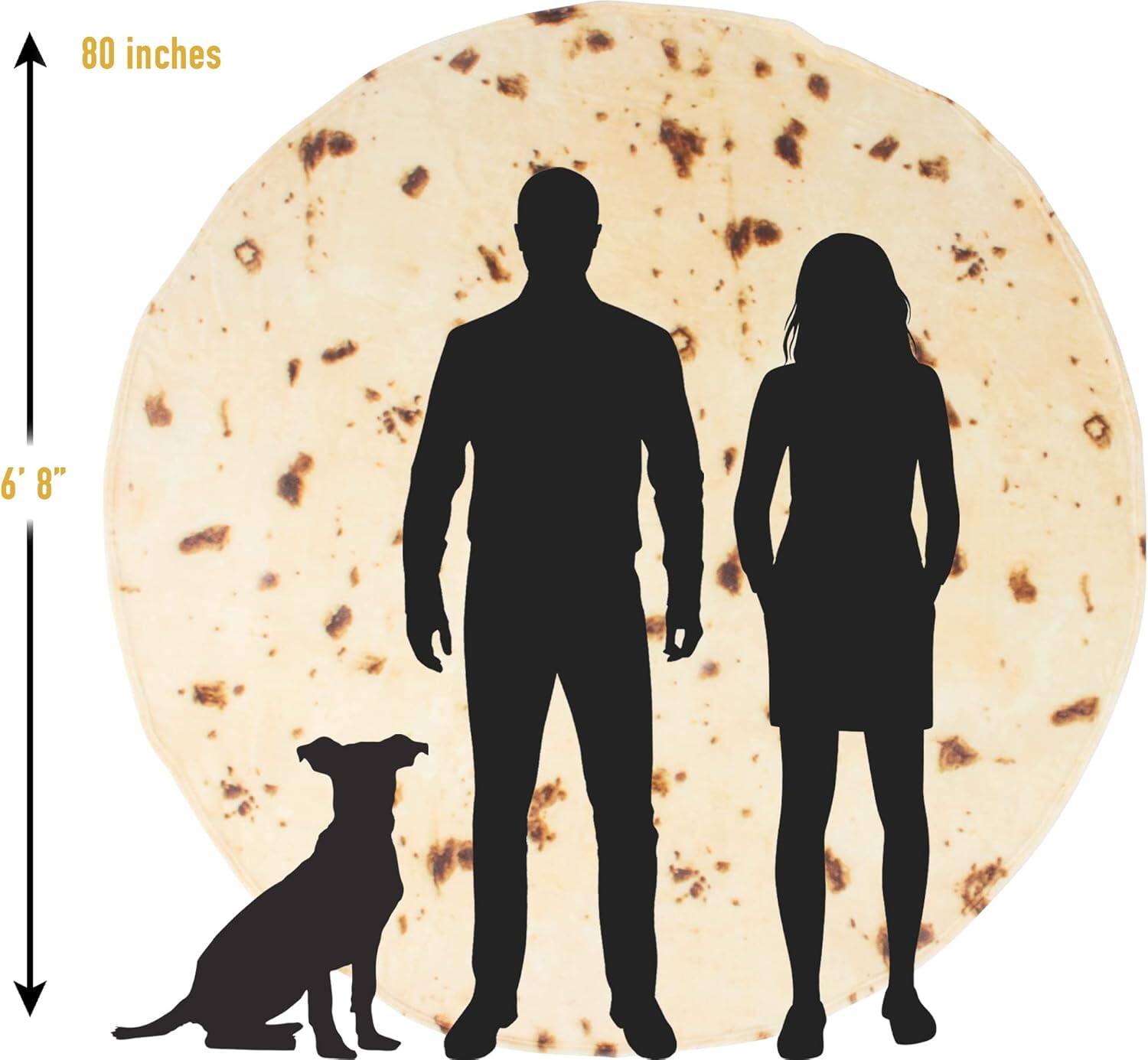 Angle. Zulay Kitchen - Zulay Kitchen Burrito Tortilla Throw Blanket Double-Sided Flannel 80 Inches - Burrito Tortilla.