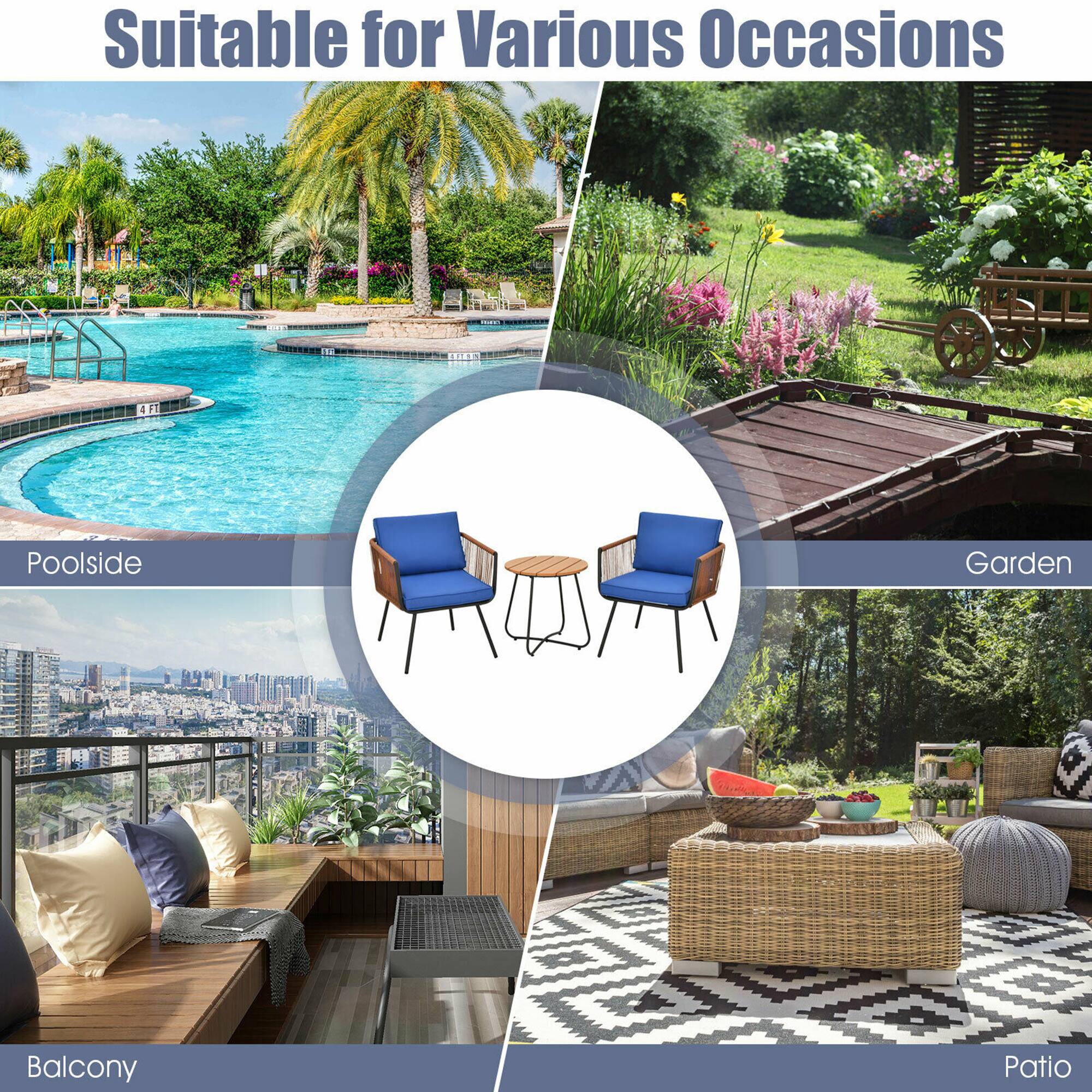 Suitable for Various Occasions

Poolside

Garden

Balcony

Patio