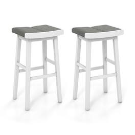 Ecooso - 2 Pieces 31.5 Inch Upholstered Saddle Bar Stools with Cushioned Seat for Counter - Gray