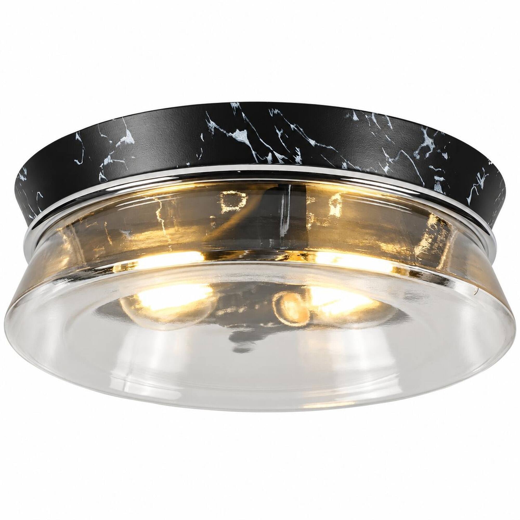 RYHNUYNE 12 Inch Round Flush Mount Ceiling Light, Marble Pattern Metal ...