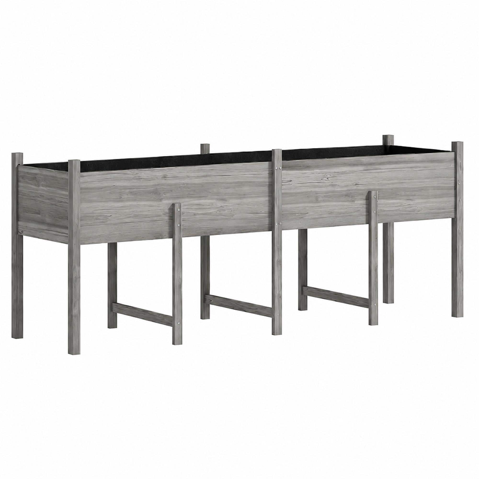 RYHNUYNE - Elevated Wooden Raised Garden Bed with Legs, Extra Large 86.5 by 19.75 Inch Planter Box with Drain Holes - Gray