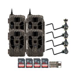 Stealth Cam - (Four) DECEPTOR MAX 40MP Trail Camera with Camera Holder 32GB Memory Card and Card Reader