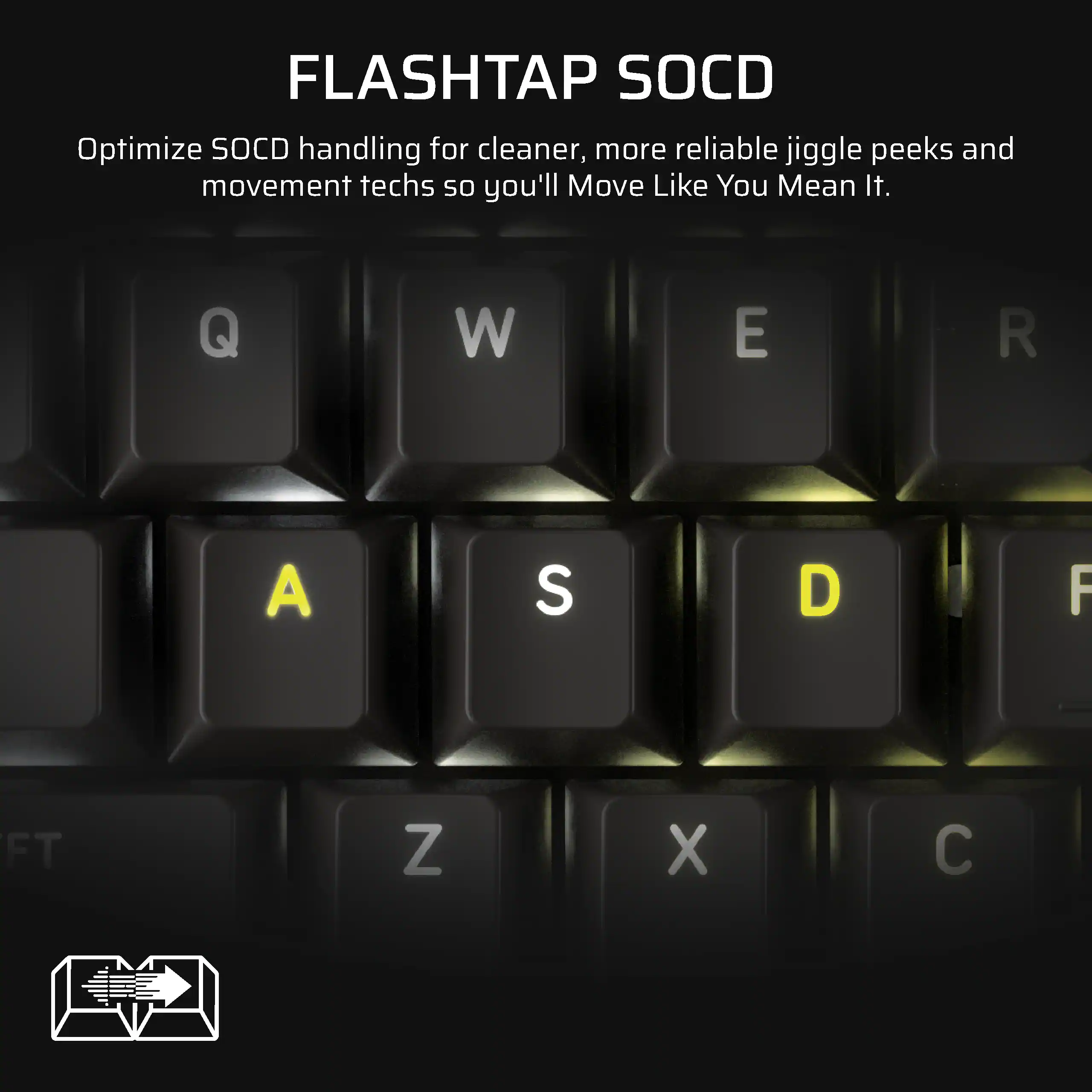 FLASH TAP SOCD

Optimize SOCD handling for cleaner, more reliable jiggle peeks and movement techs so you'll Move Like You Mean It.