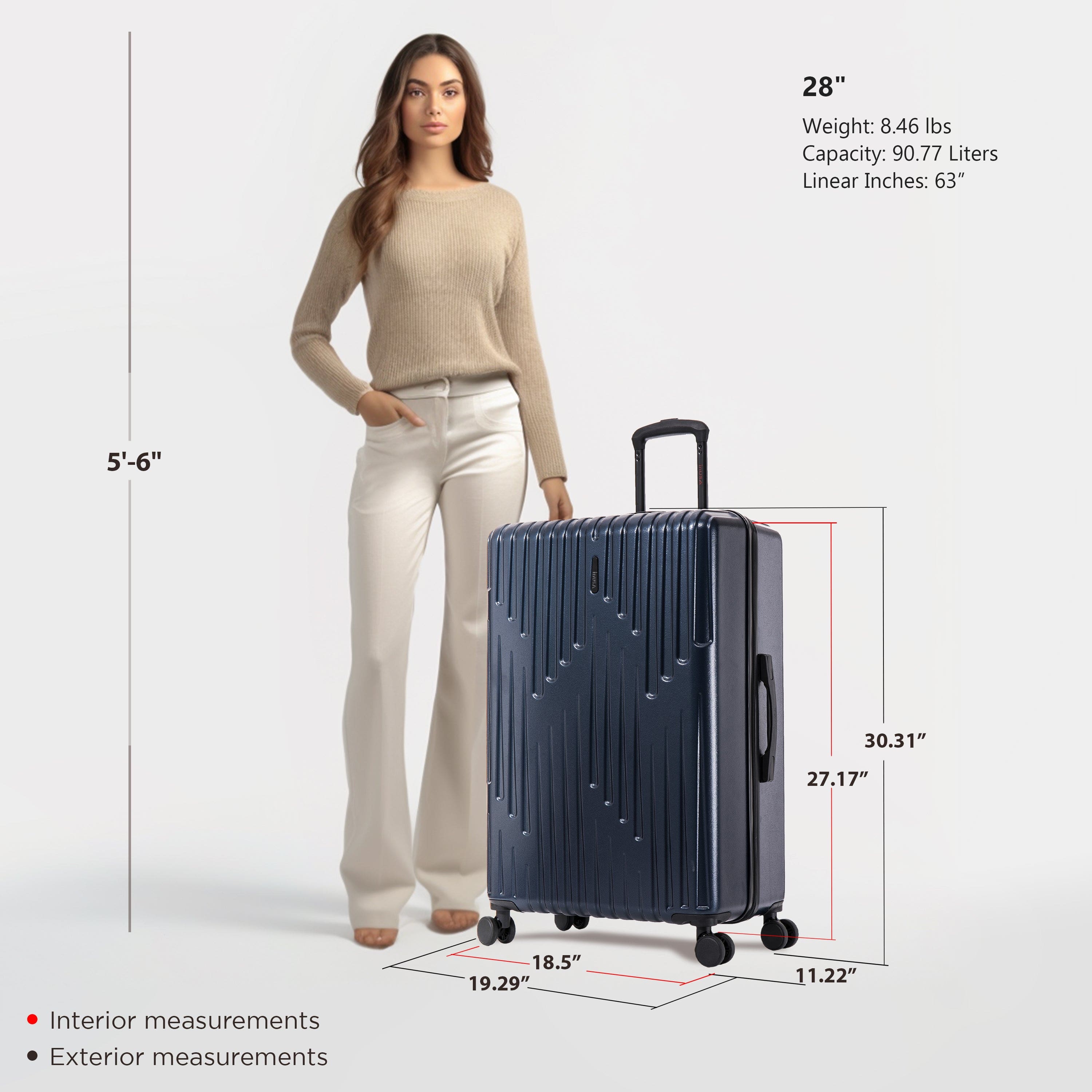 InUSA - Drip lightweight hardside spinner luggage 28" - NAVY BLUE