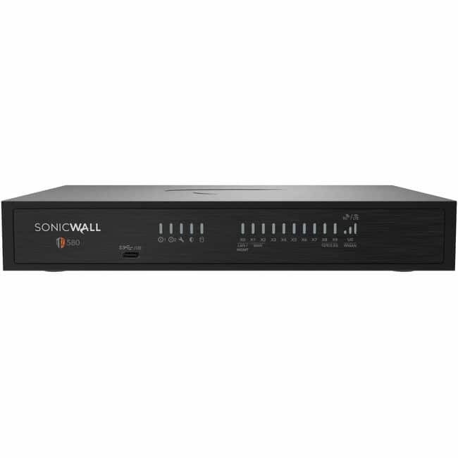SonicWall - TZ580 Network Security/Firewall Appliance - Intrusion Prevention - 8 Port - Gigabit Ethernet, 5 Gigabit - Black