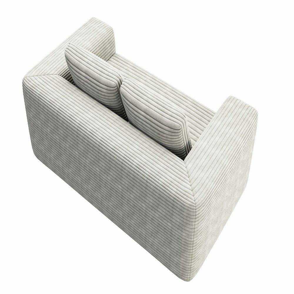 Alt View 4. Kadyn - 2-Seater Corduroy Memory Foam Floor Sofa in a Box, No Assembly for Living Room - White.