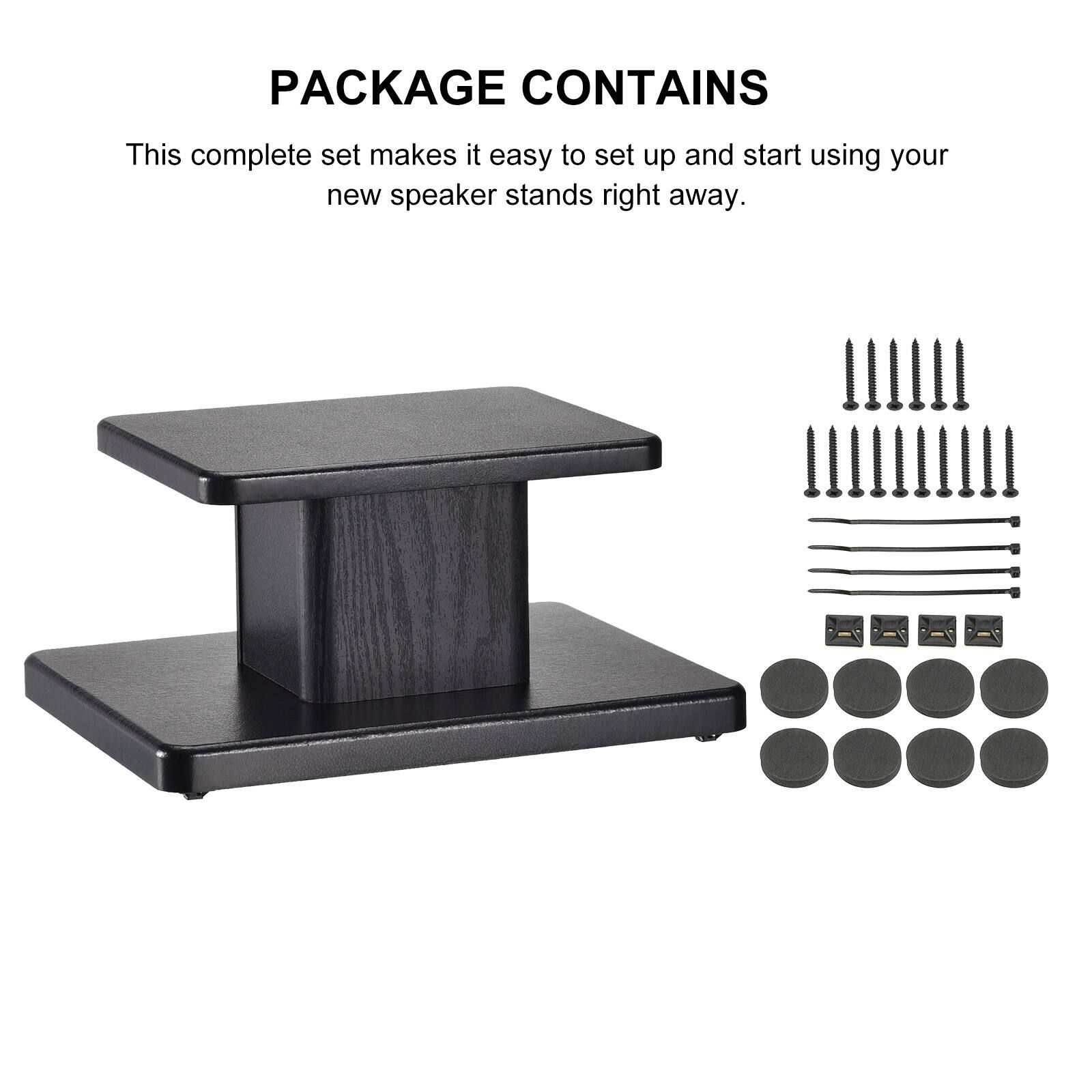 PACKAGE CONTAINS

This complete set makes it easy to set up and start using your new speaker stands right away.