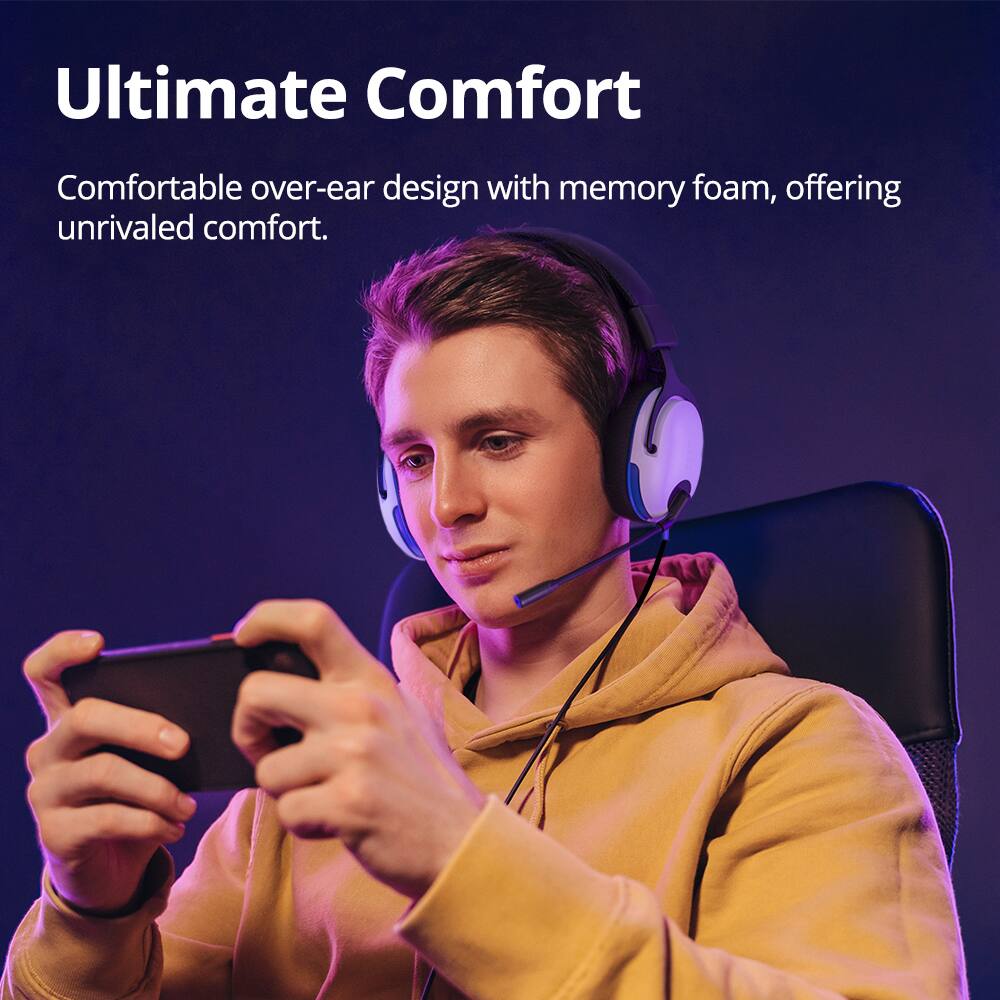 Ultimate Comfort: Comfortable over-ear design with memory foam, offering unrivaled comfort.