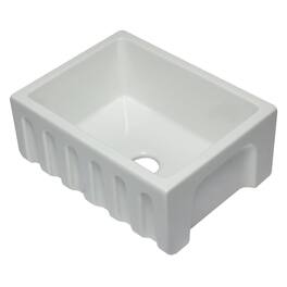 Alfi - brand 24 inch Reversible Smooth / Fluted Single Bowl Fireclay Farm Sink - White