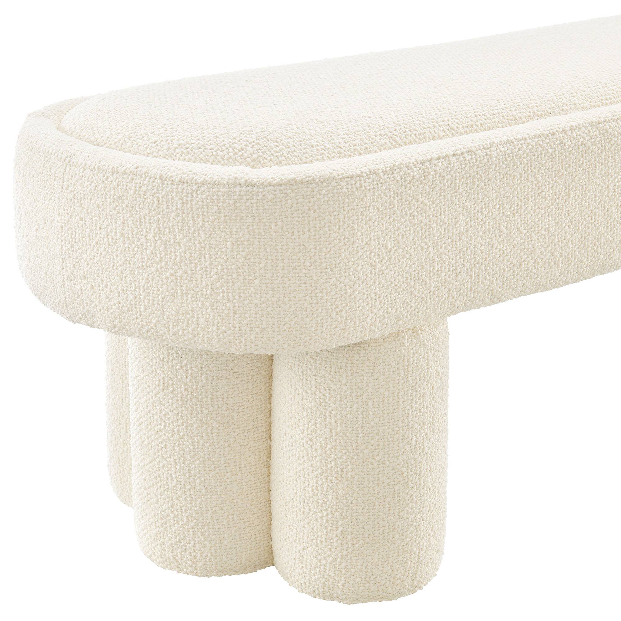 Alt View 4. Modway - Mossi 52-Inch Oval Boucle Fabric Bench by Modway - Cream.
