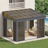 U-HOMY - Grey Wall-Mounted Solarium Sunroom Kit with Sliding Doors and Adjustable Polycarbonate Windows - 10'x12'