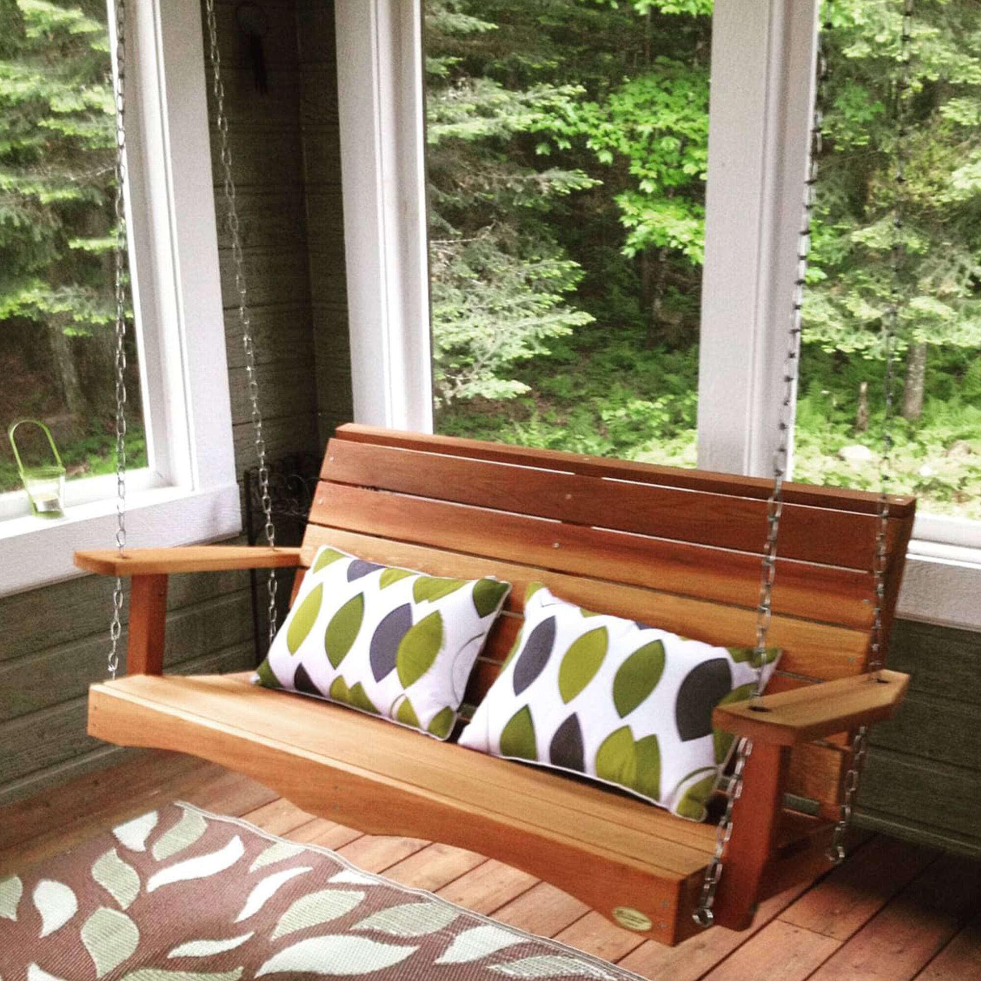 Alt View 5. All Things Cedar - All Things Cedar 4 Foot Wooden Porch Swing Outdoor Patio Furniture, Natural.