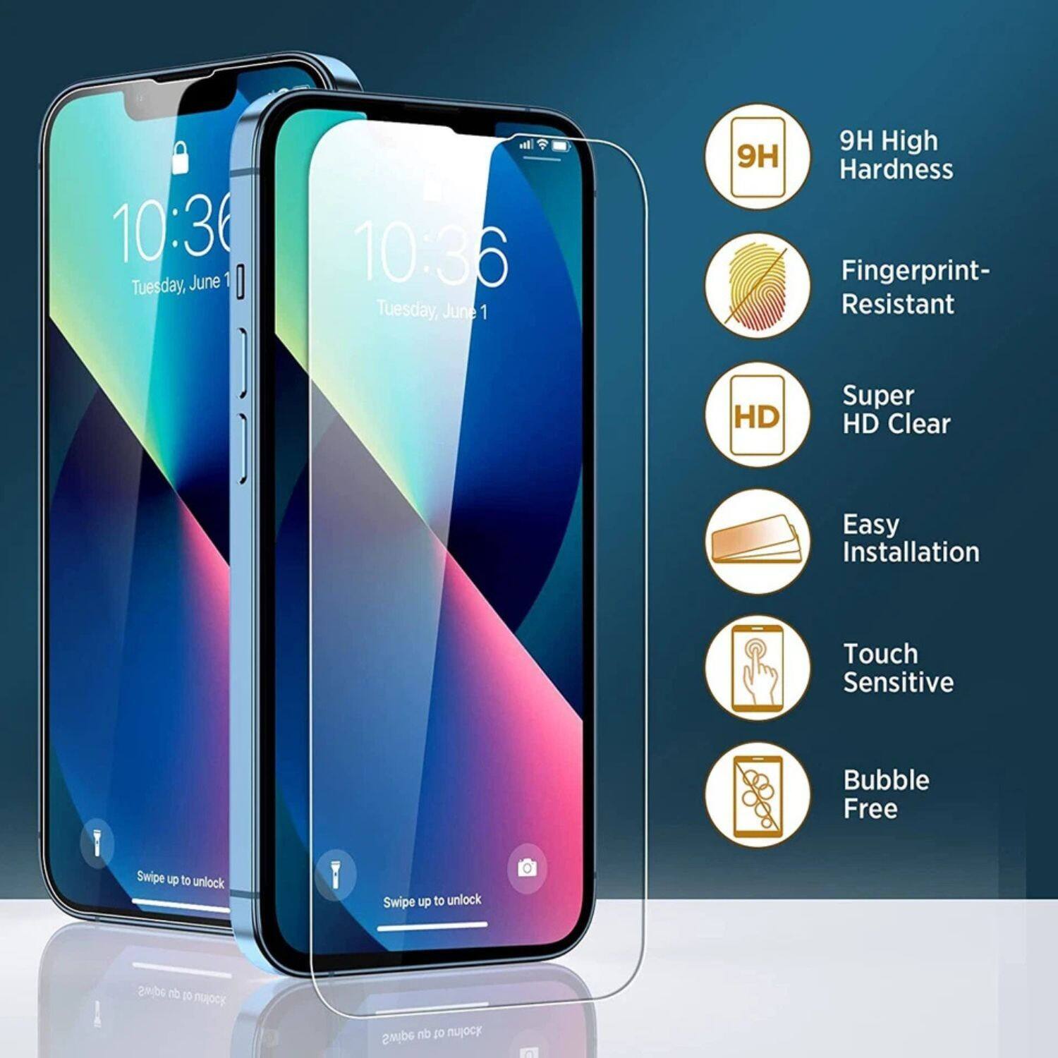 10:36  
Tuesday, June 1  

9H High Hardness  
Fingerprint-Resistant  
Super HD Clear  
Easy Installation  
Touch Sensitive  
Bubble Free  

Swipe up to unlock