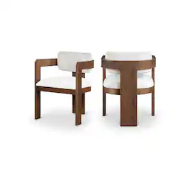Meridian Furniture - Sacha Cream Velvet Dining Chair, Set of 2 - Beige