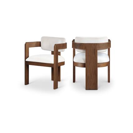 Front. Meridian Furniture - Sacha Cream Velvet Dining Chair, Set of 2 - Beige.