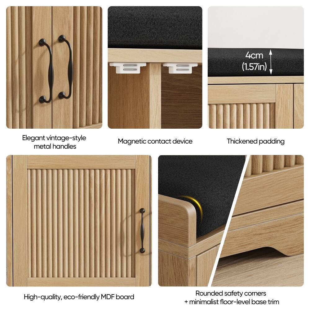 4cm (1.57in)

Elegant vintage-style metal handles

Magnetic contact device

Thickened padding

High-quality, eco-friendly MDF board

Rounded safety corners + minimalist floor-level base trim