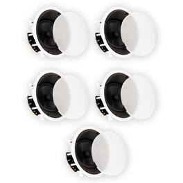 Theater Solutions by Goldwood - TSS8A Flush Mount Angled Deluxe In Ceiling Speakers with 8" Woofers 5 Speaker Set - Paintable White