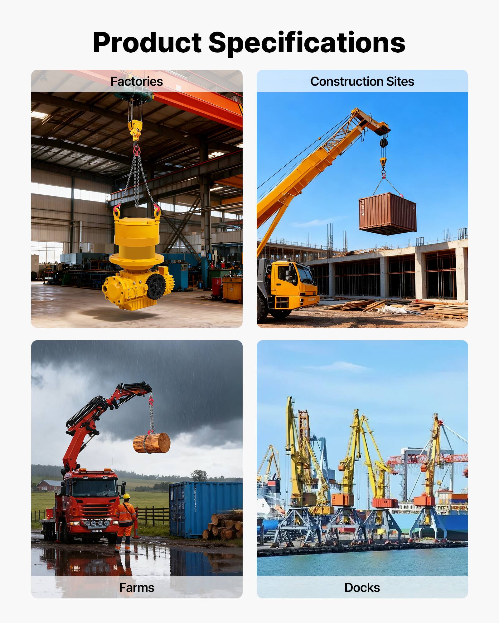 Product Specifications

Factories

Construction Sites

Farms

Docks
