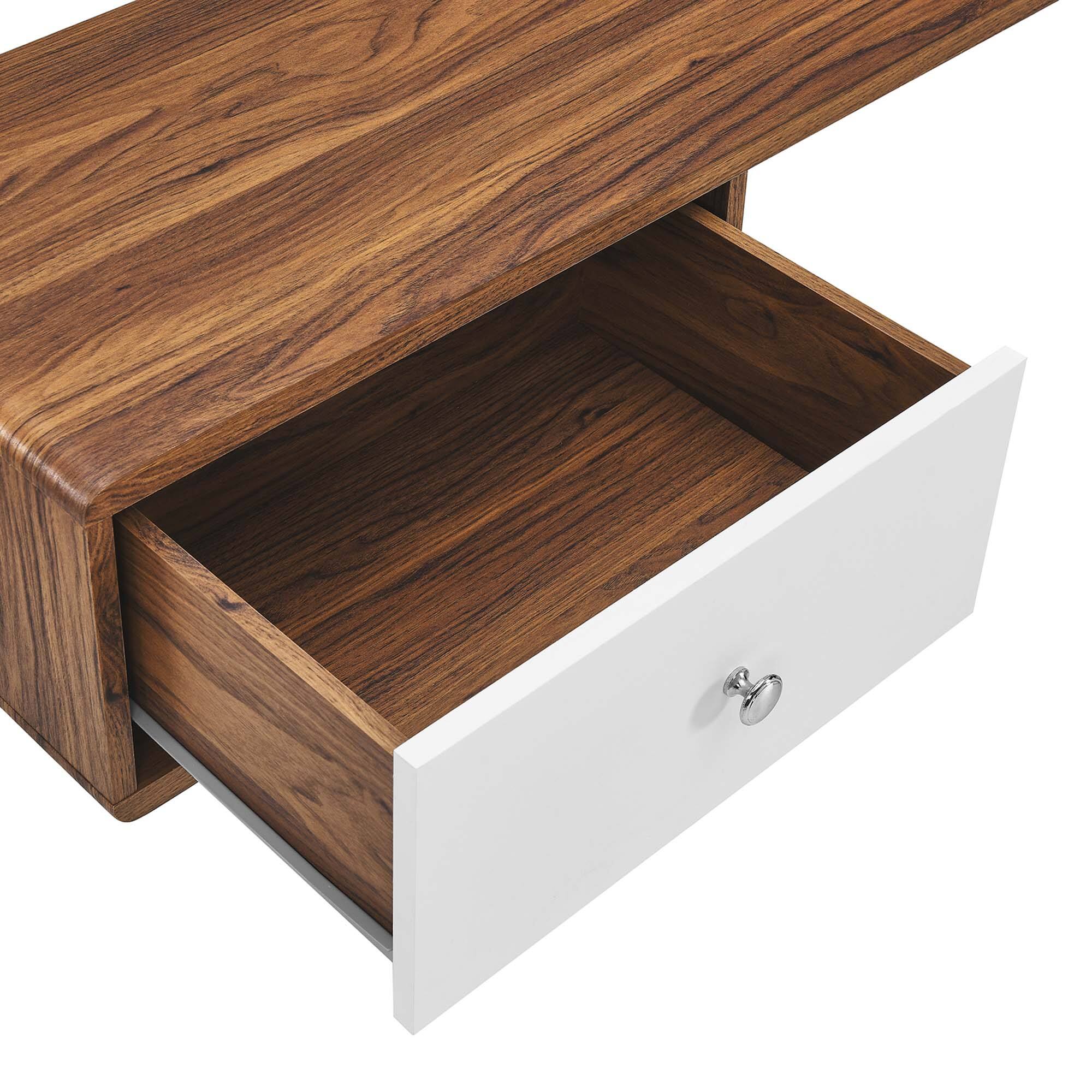 Alt View 4. Modway - Transmit 55" Wall Mount Corner Wood Office Desk by Modway - Walnut White.