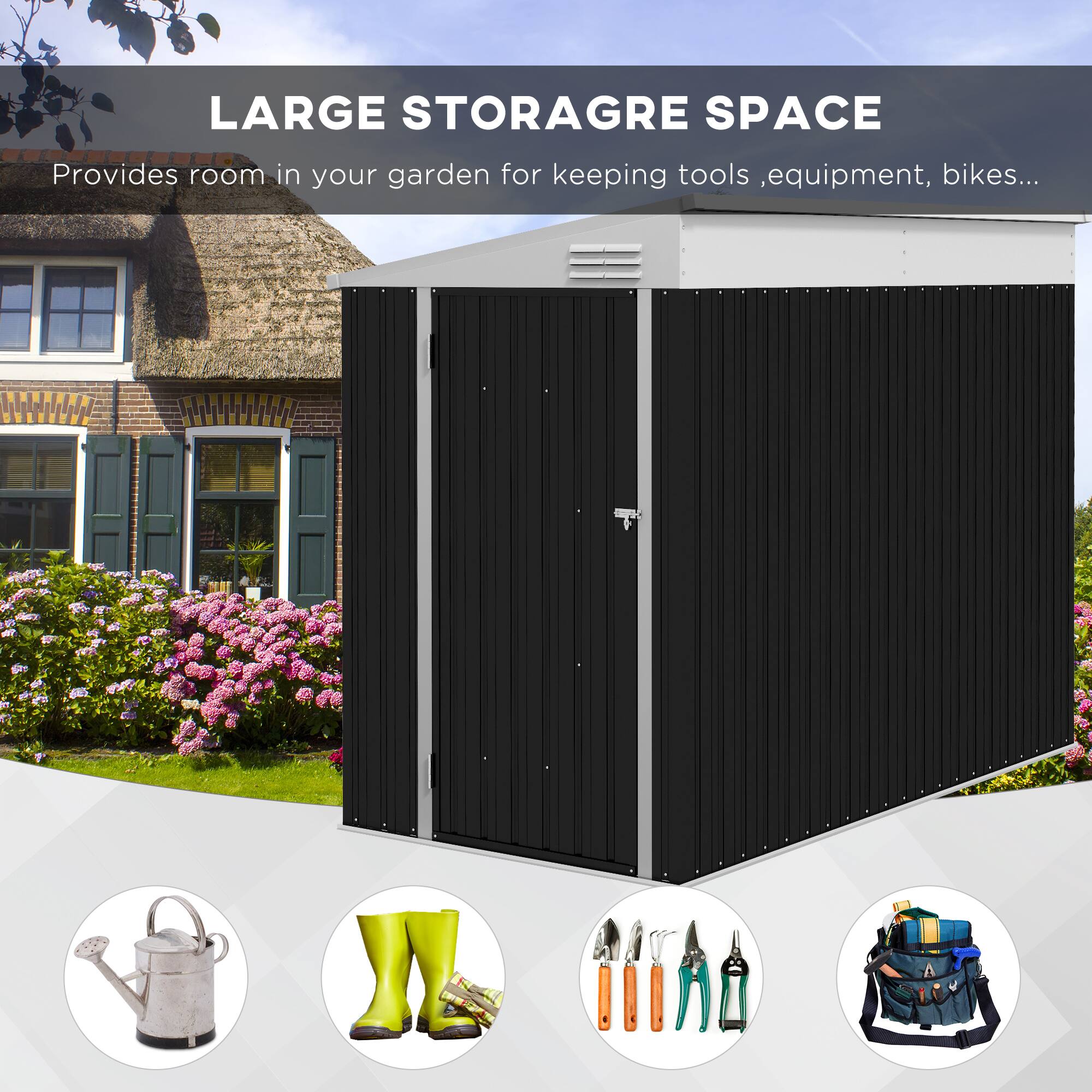 LARGE STORAGE SPACE Provides room in your garden for keeping tools, equipment, bikes... WAWWO 4