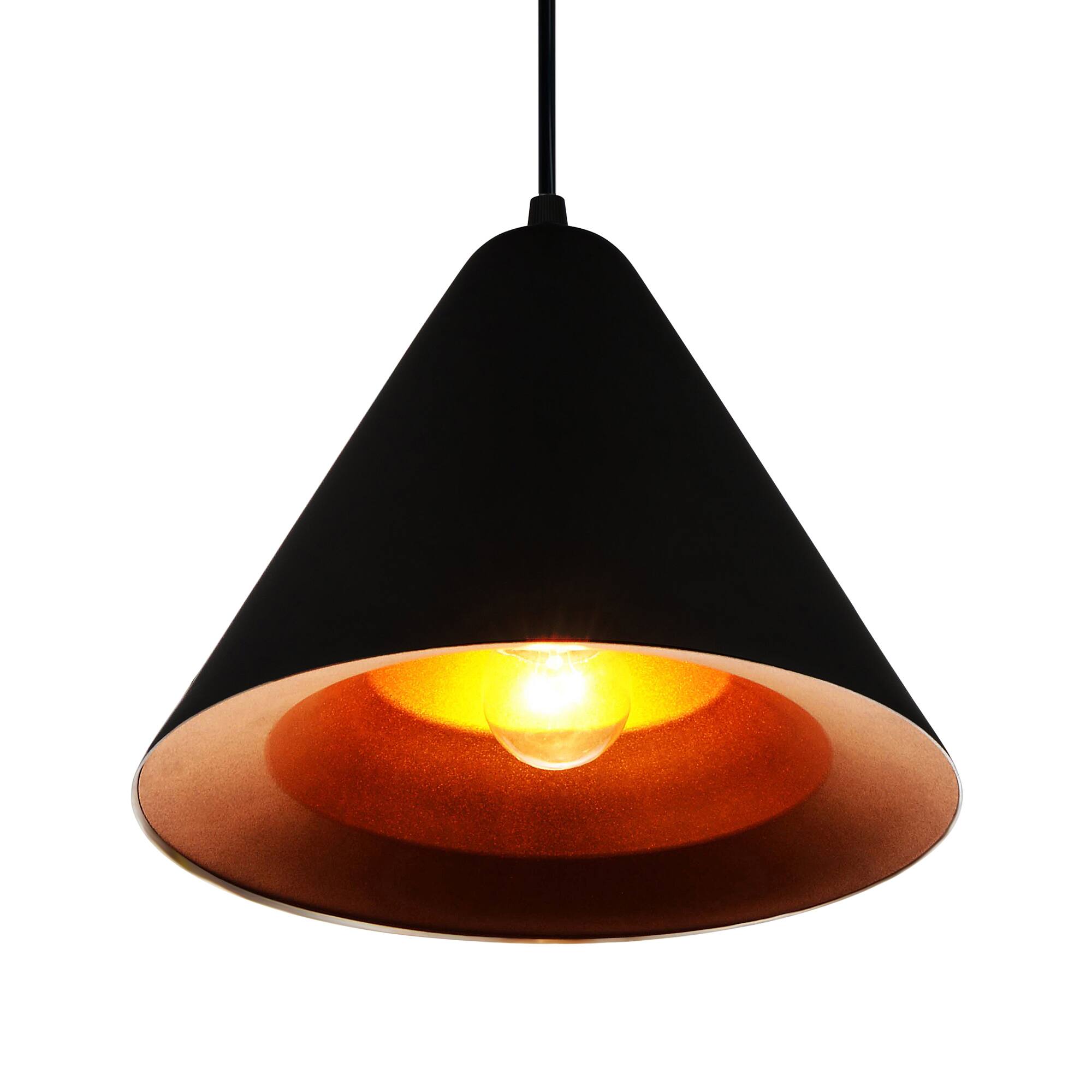 Angle. CWI Lighting - Keila 1 Light Down Pendant With Black & Gold Finish - Black.