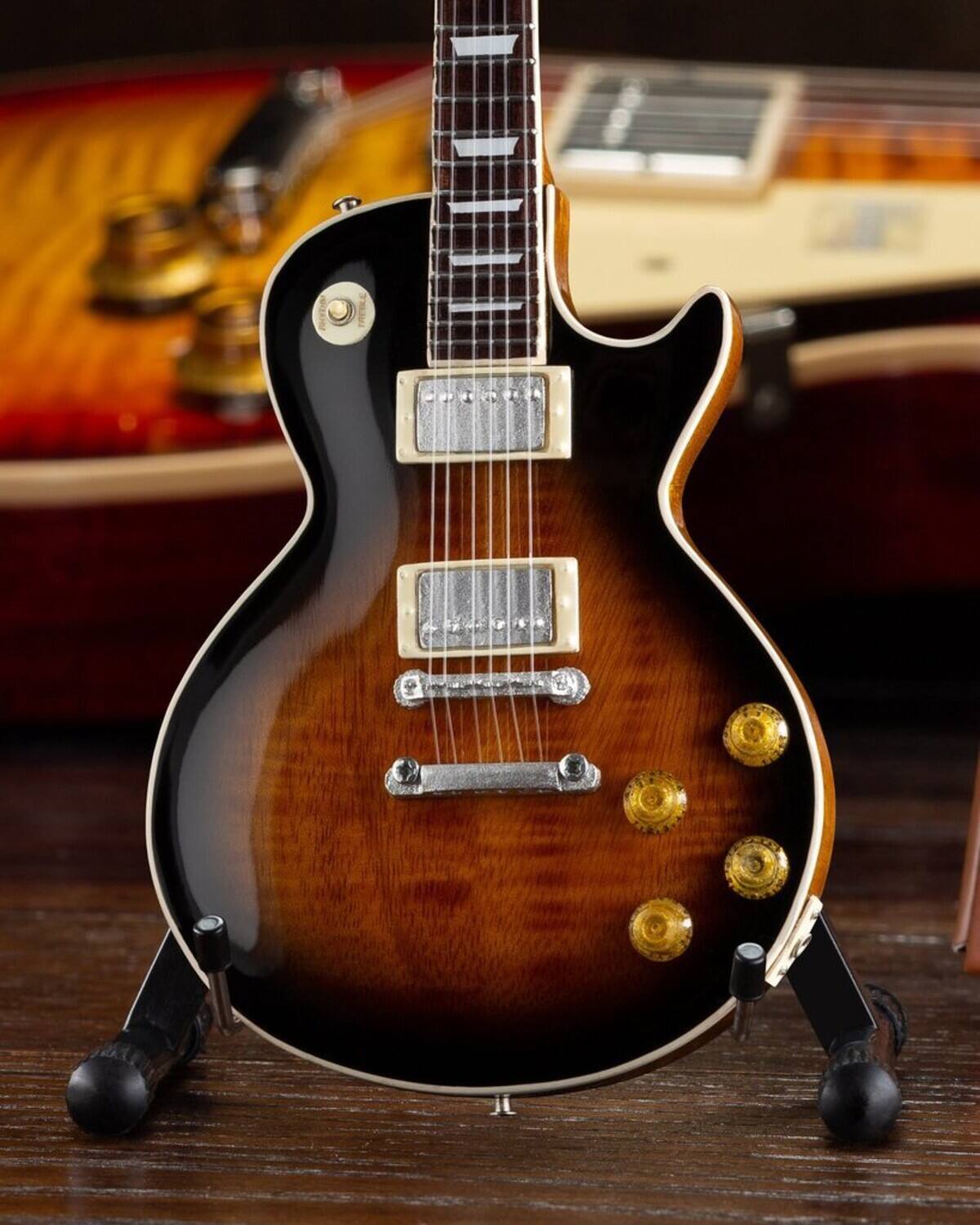 Alt View 3. Axe Heaven - Axe Heaven Gibson Les Paul Traditional Tobacco Burst Mini Guitar Replica Collectible GG-122   - Collectibles - Multicolor.