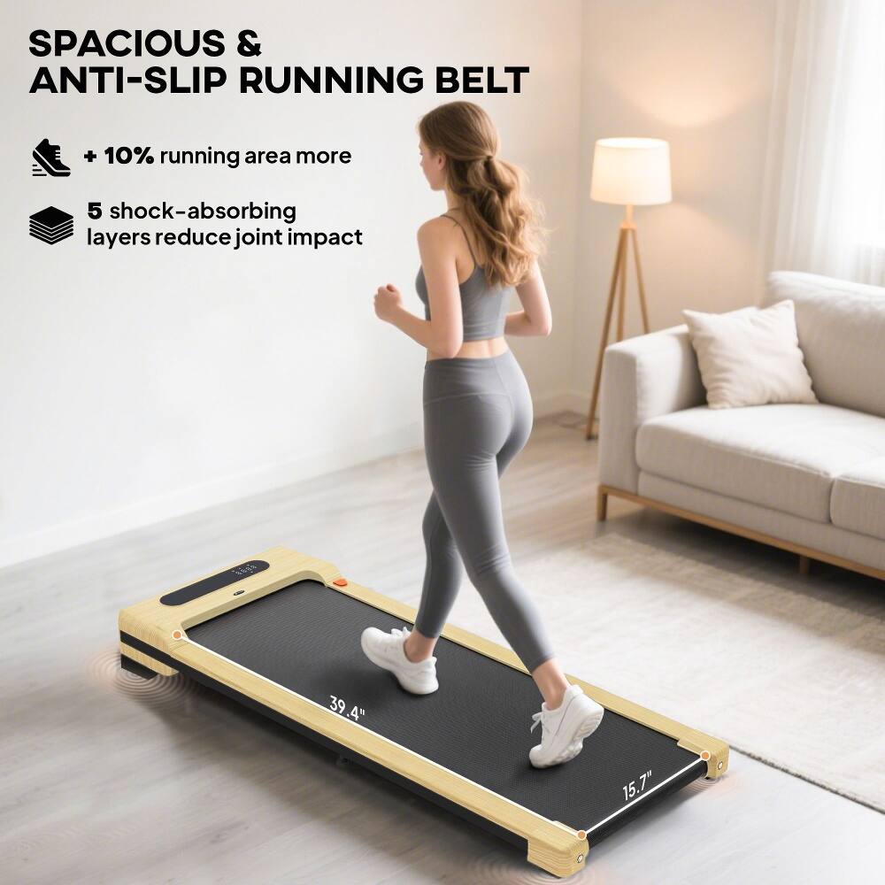 SPACIOUS & ANTI-SLIP RUNNING BELT

+ 10% running area more

5 shock-absorbing layers reduce joint impact

39.4" x 15.7"