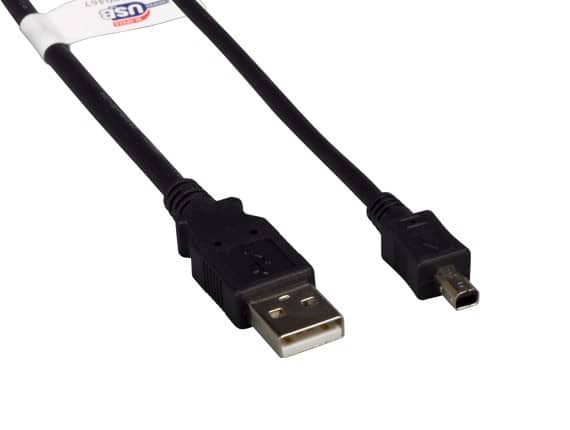 Cable Leader - 6ft USB 2.0 Type A Male to Mini-B 4-Pin Male Cable, 480Mbps, Double-Shielded - Black